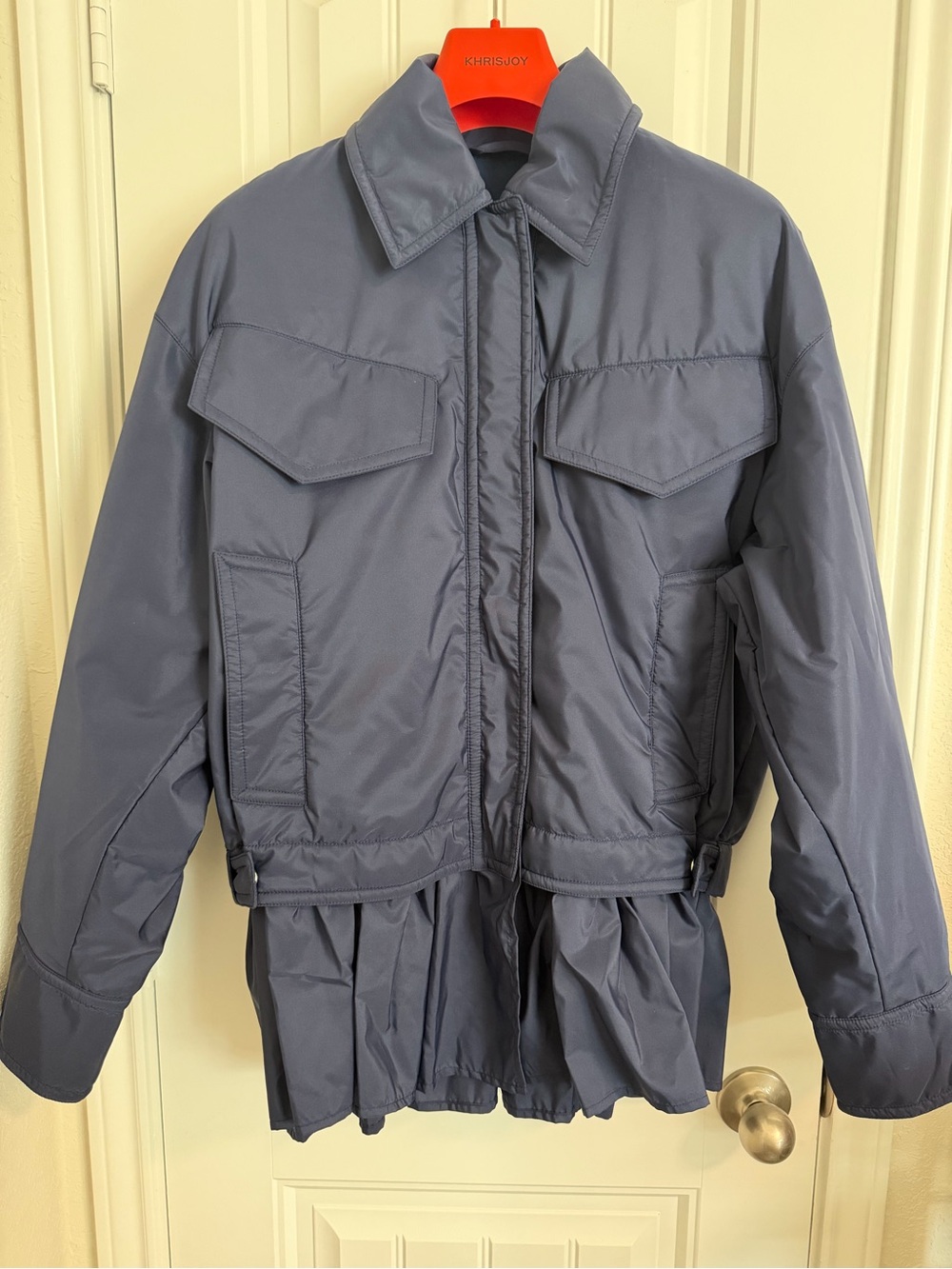 Khrisjoy Daffodil Field Jacket in Taffeta | Navy Blue | Size 42 (US Small) | NWT